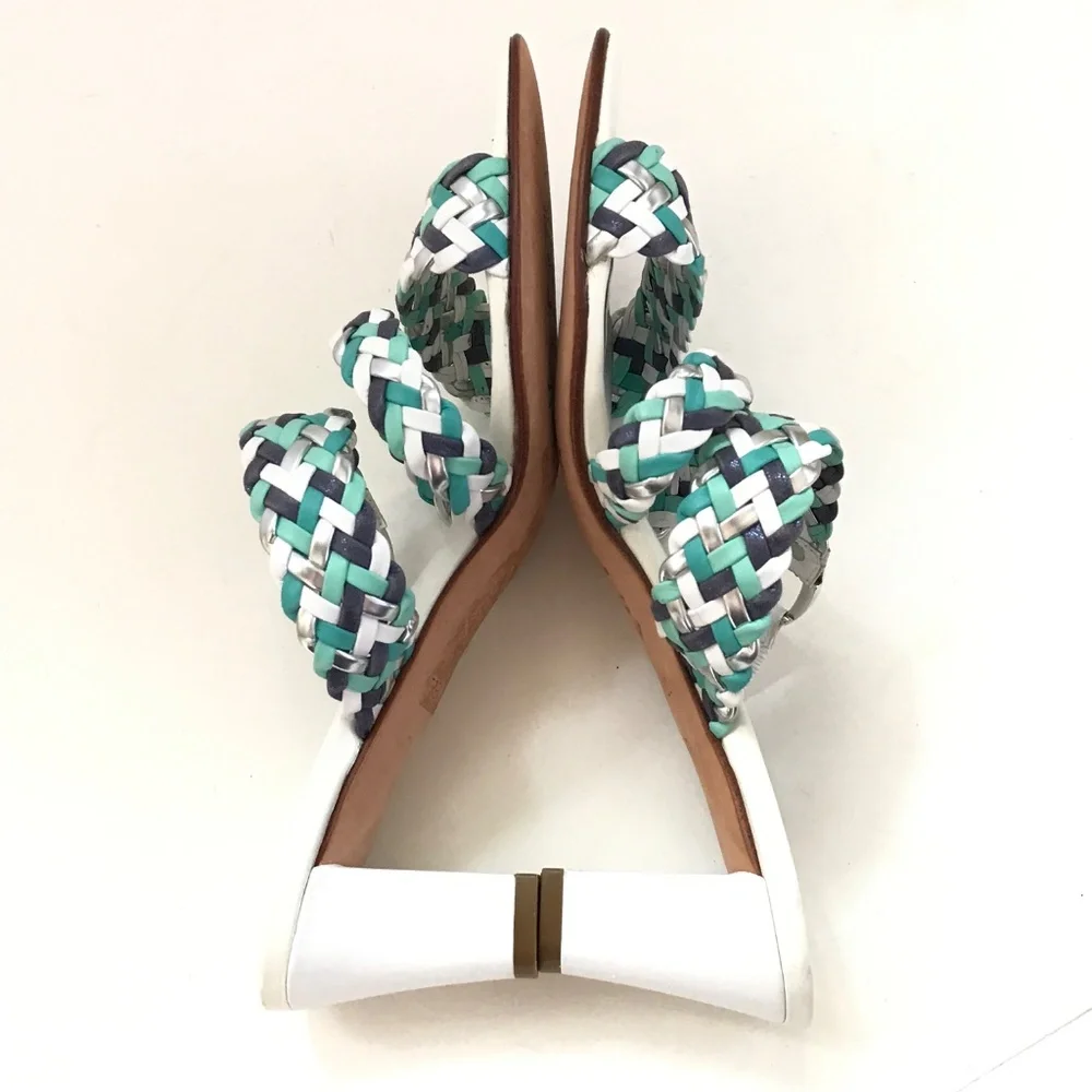 BRIGHTON Braided Leather Kitten Heel Sandals Tress Women’s Size 7